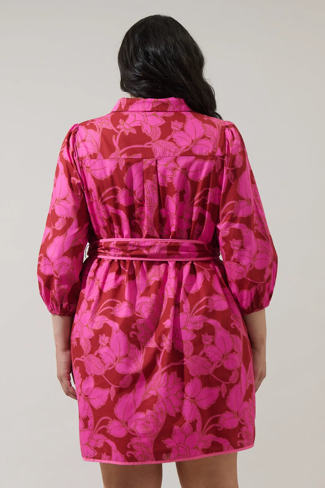 Craney Floral Ravan Collared Mini Dress Curve sold by Sugarlips product image thumbnail 2