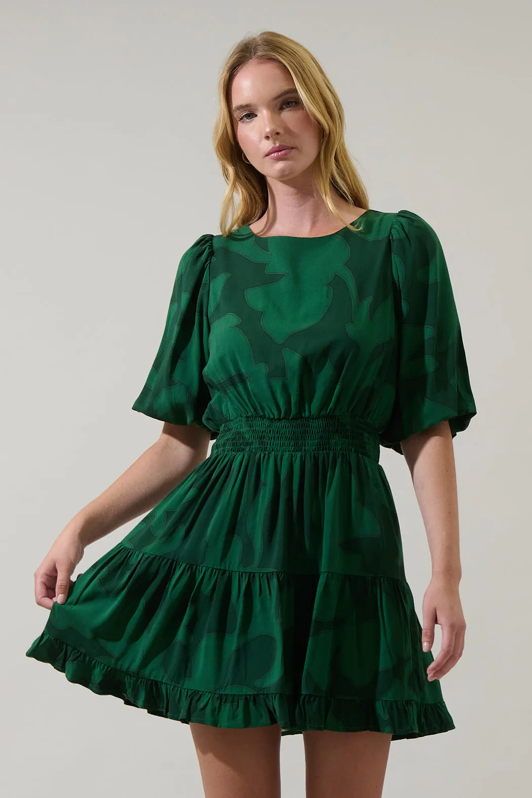 Benti Abstract Suma Ruffle Mini Dress sold by Sugarlips