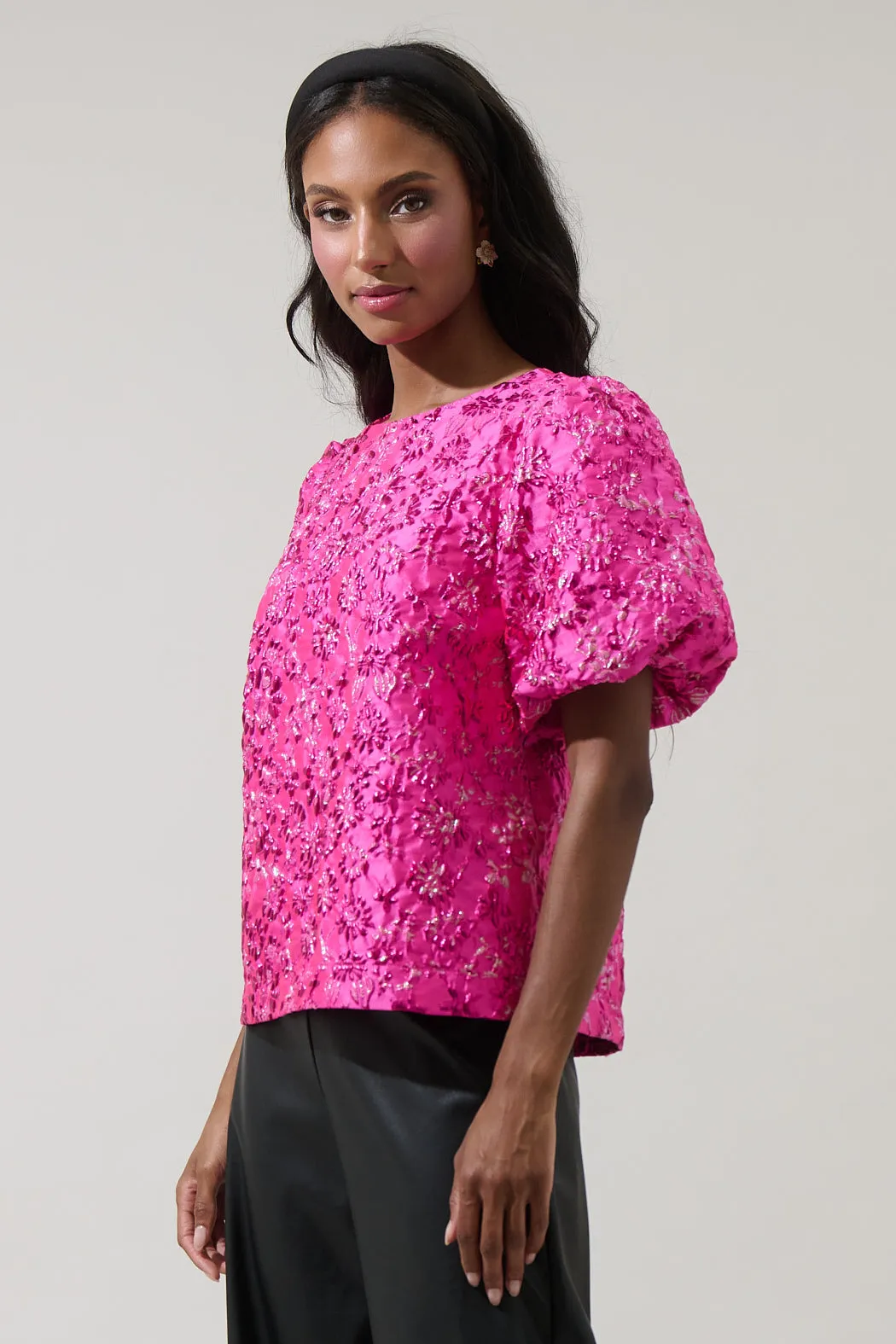 Harrington Jacquard Floral Joi Bubble Top sold by Sugarlips product image thumbnail 4