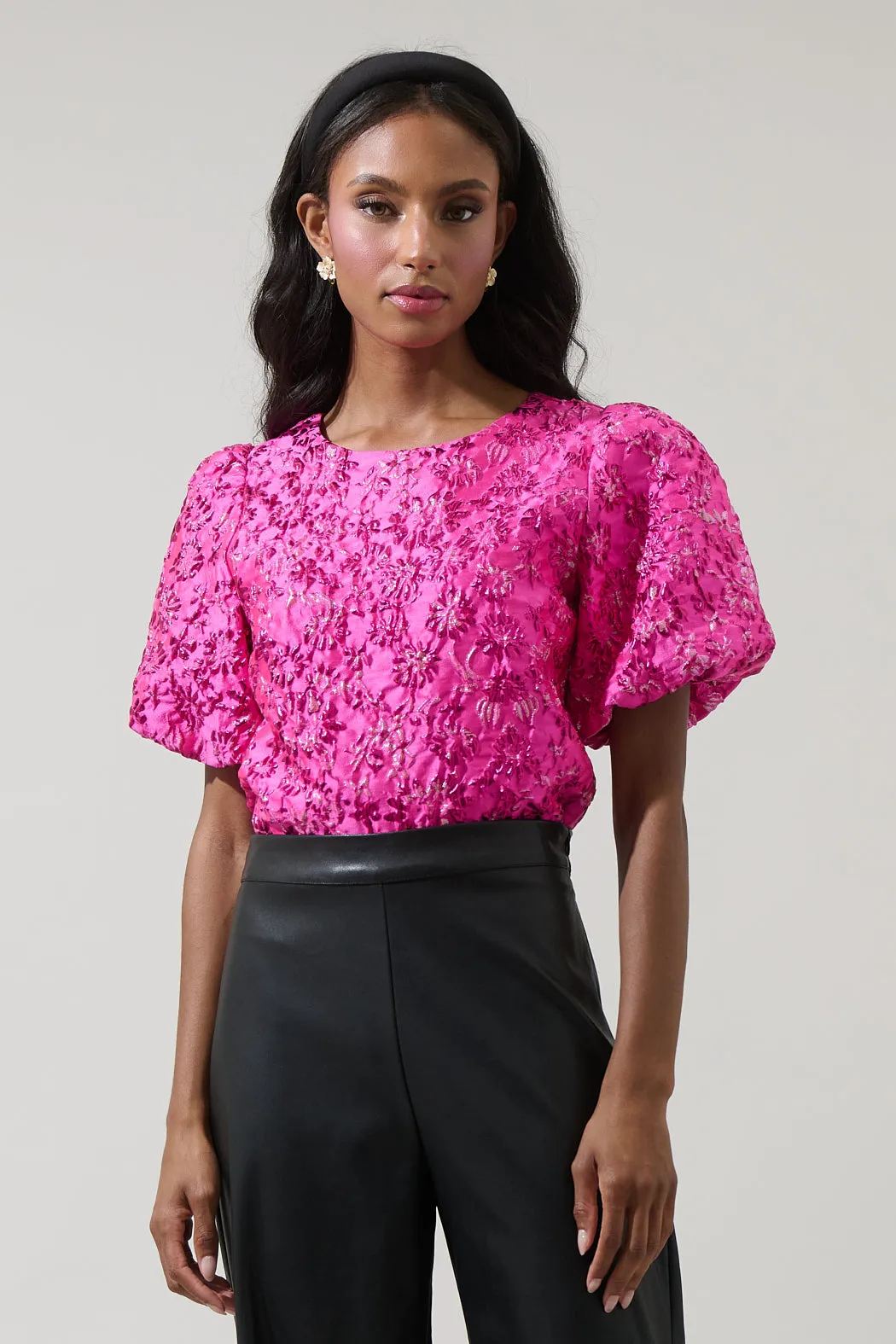 Harrington Jacquard Floral Joi Bubble Top sold by Sugarlips product image thumbnail 2