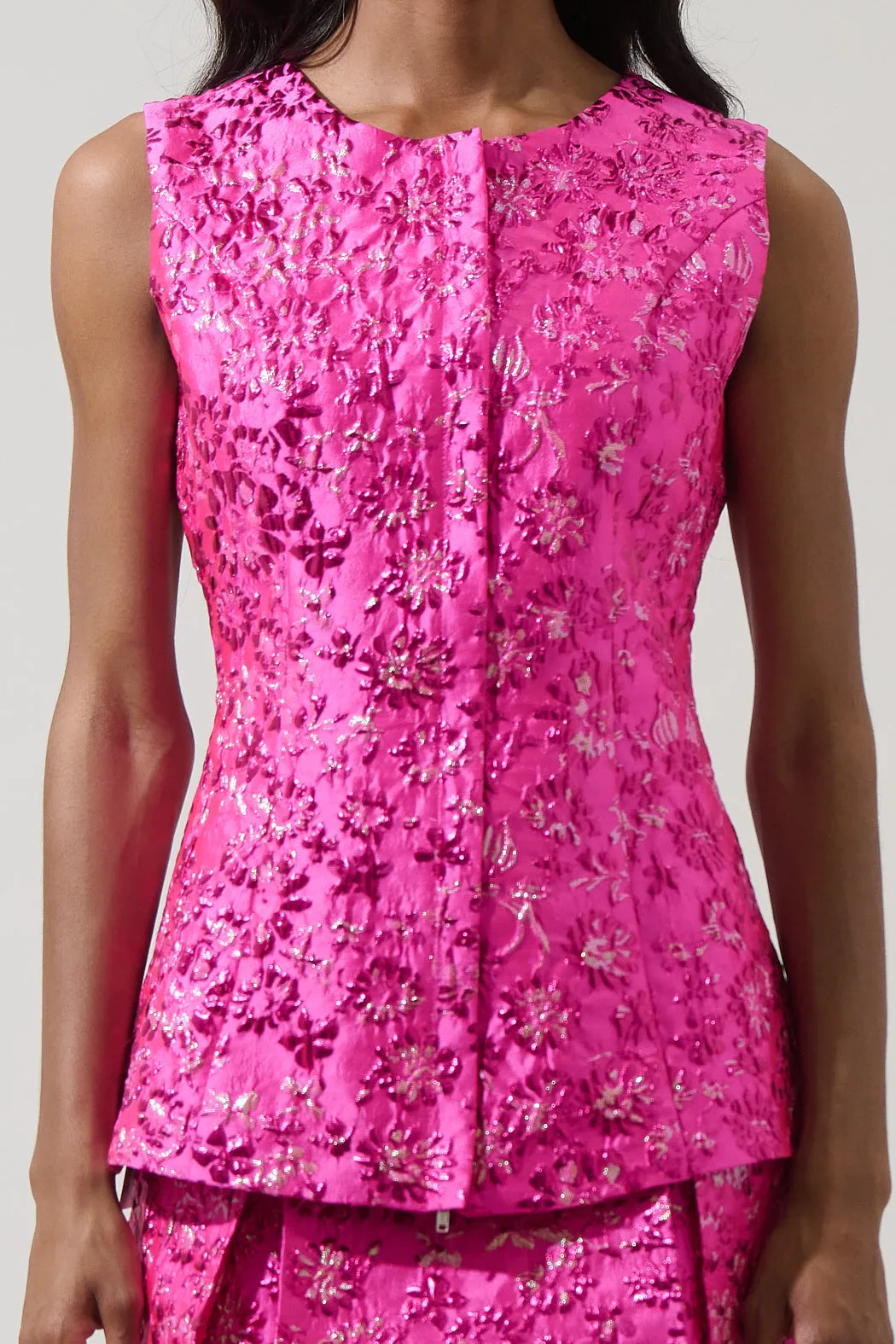 Harrington Jacquard Maize Sleeveless Top sold by Sugarlips product image thumbnail 5