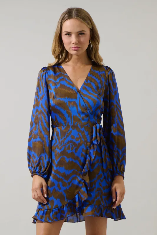 Krista Abstract Mini Wrap Dress sold by Sugarlips