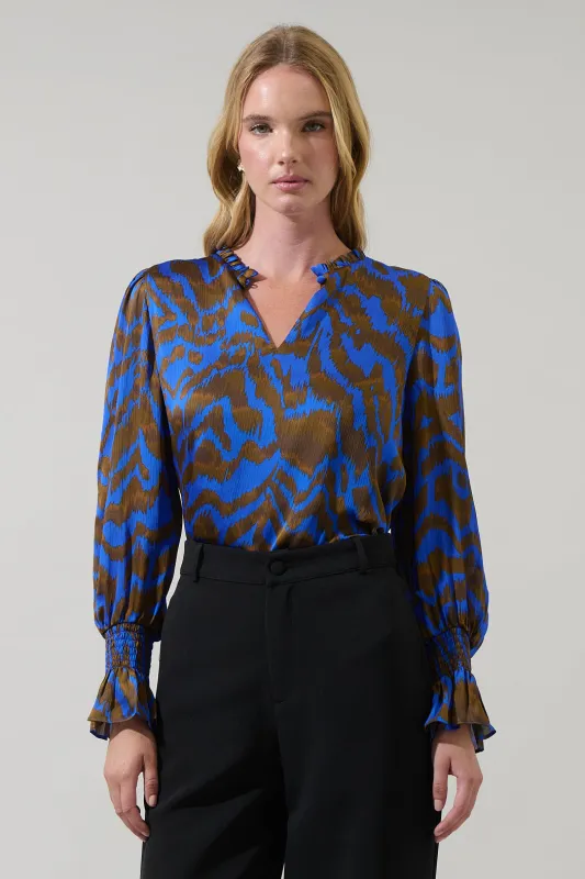 Krista Abstract Minda Keyhole Blouse sold by Sugarlips