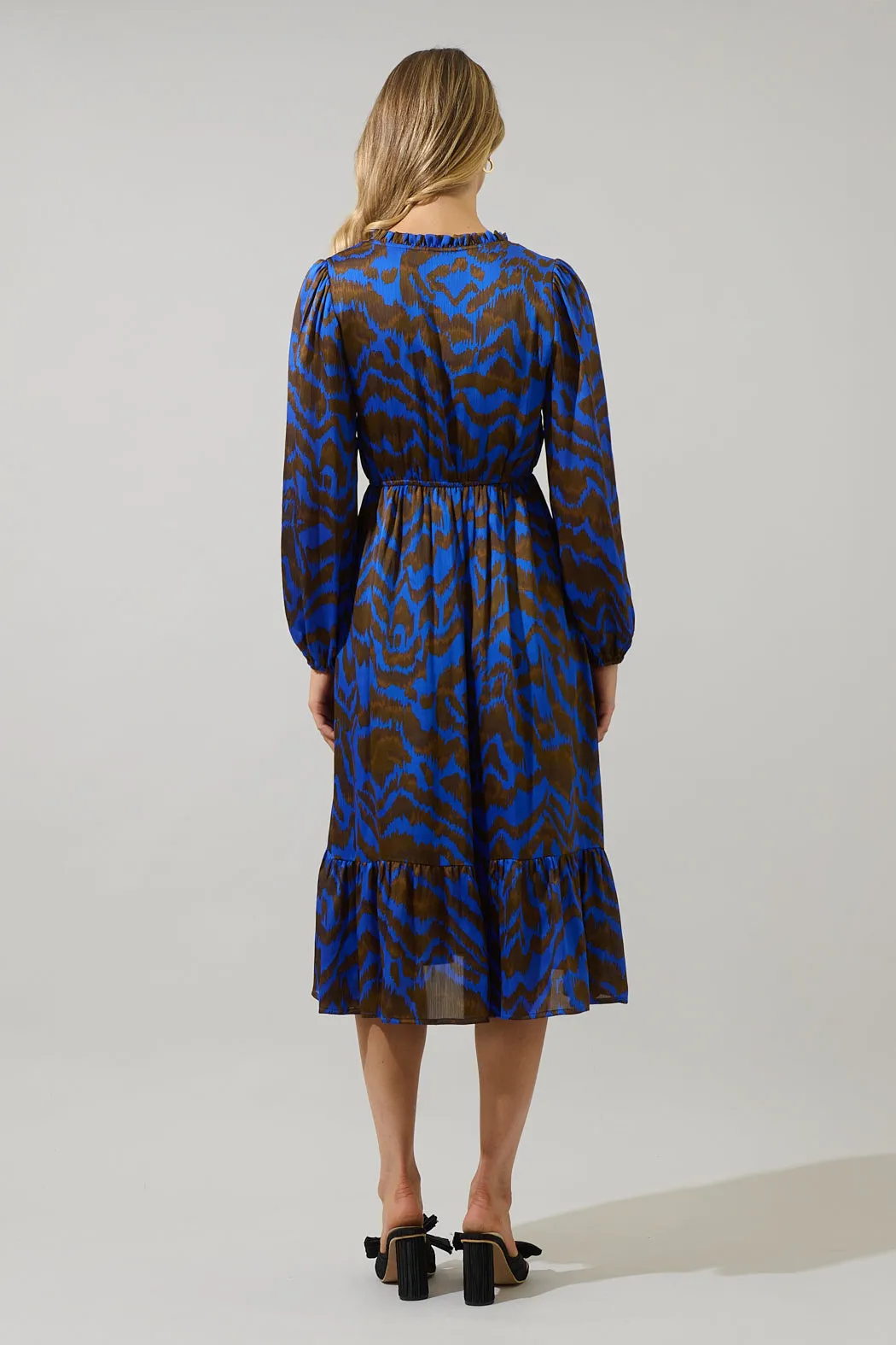 Krista Abstract Fabiola Split Neck Midi Dress sold by Sugarlips product image thumbnail 2