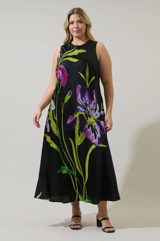 Varkey Floral Saisha Satin Midi Dress Curve sold by Sugarlips