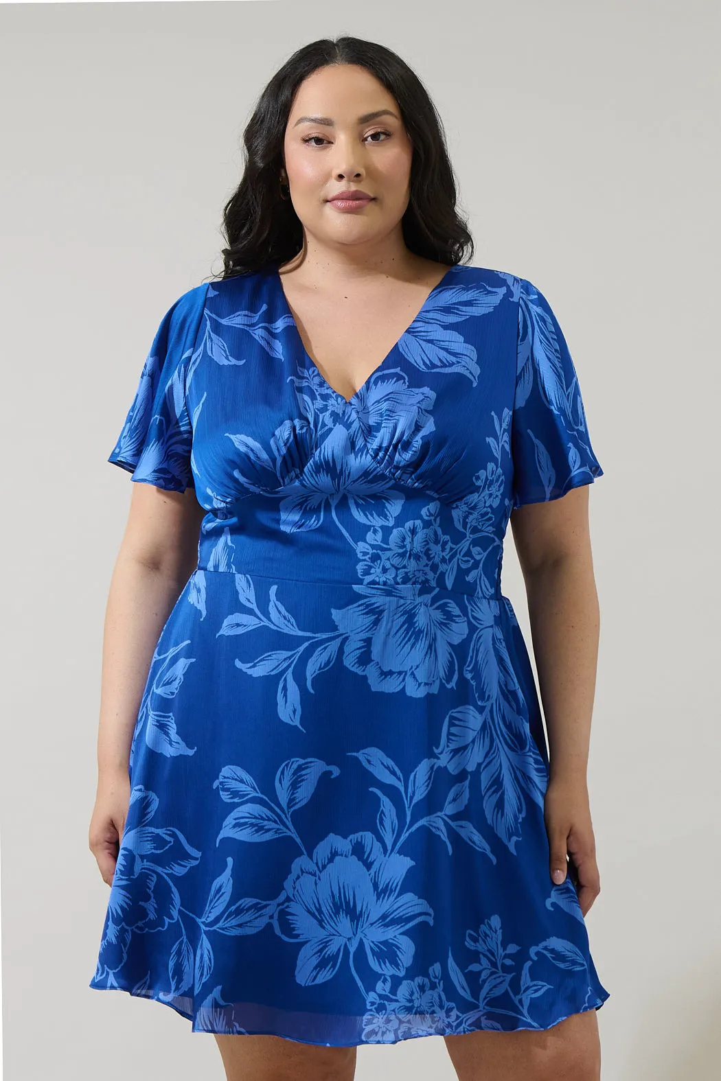 Ciara Floral Emeny Short Sleeve Mini Dress Curve sold by Sugarlips