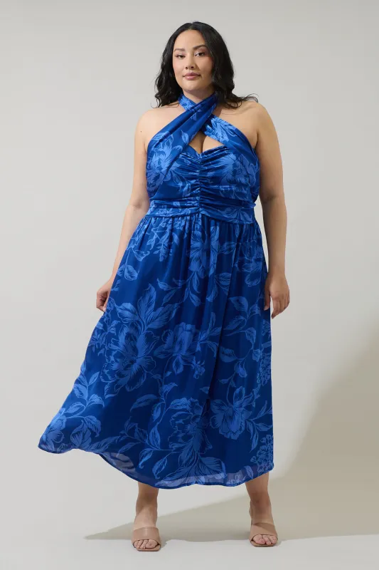 Ciara Floral Tiffi Halter Maxi Dress Curve sold by Sugarlips
