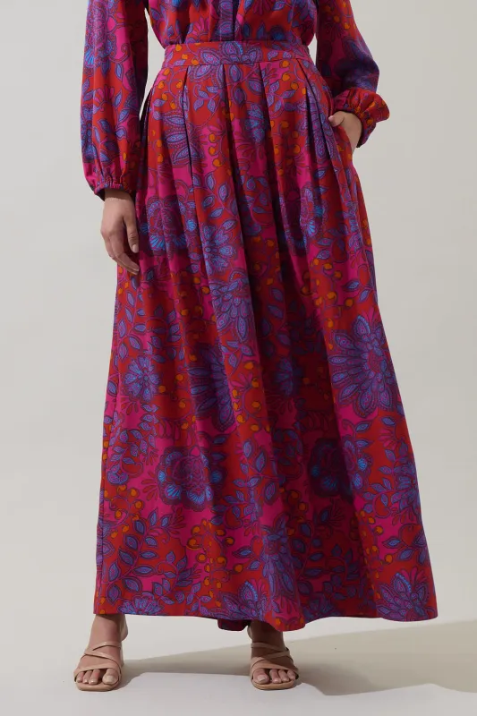Darret Floral Lucie Pleated Maxi Skirt sold by Sugarlips