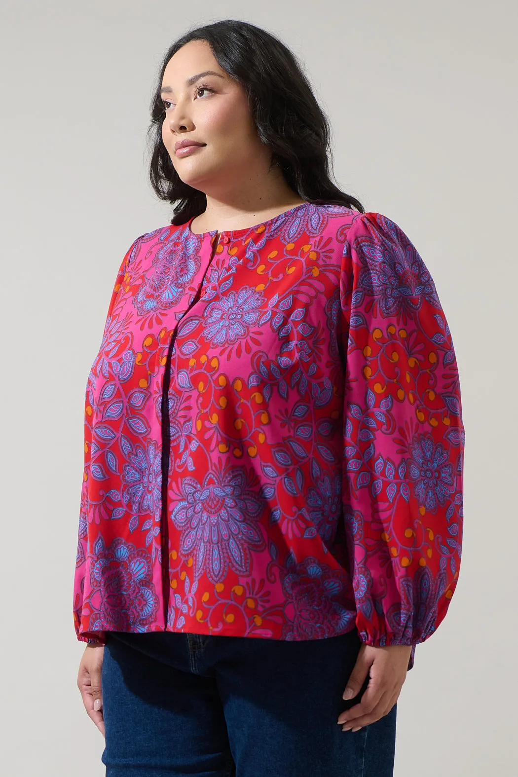 Darret Floral Marwa Long Sleeve Blouse Curve sold by Sugarlips product image thumbnail 3