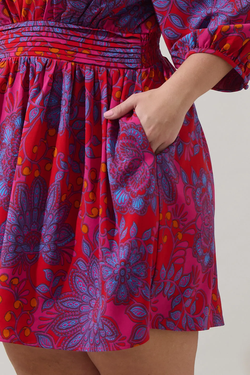 Darret Floral Esmae Pleated Mini Dress Curve sold by Sugarlips product image thumbnail 5