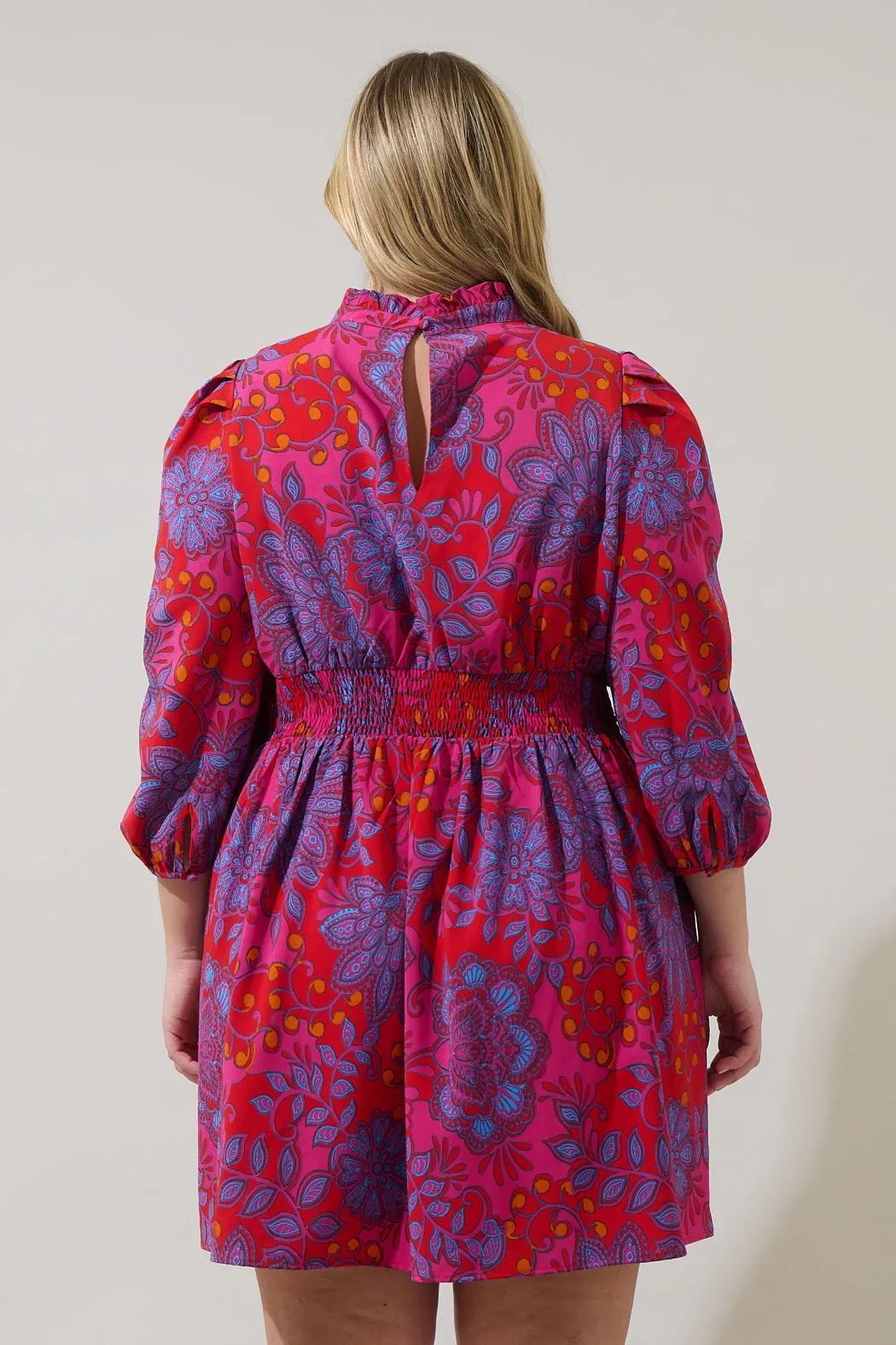 Darret Floral Esmae Pleated Mini Dress Curve sold by Sugarlips product image thumbnail 2