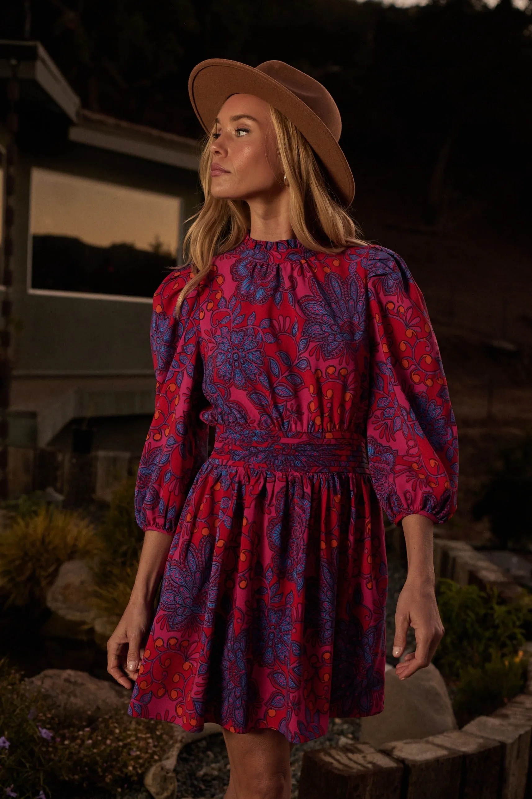 Darret Floral Esmae Pleated Mini Dress sold by Sugarlips