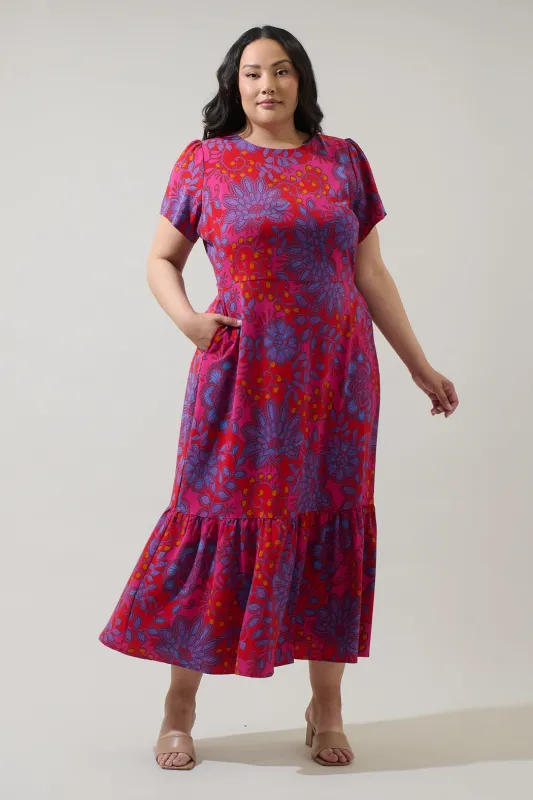 Darret Floral Orla Ruffle Maxi Dress Curve sold by Sugarlips