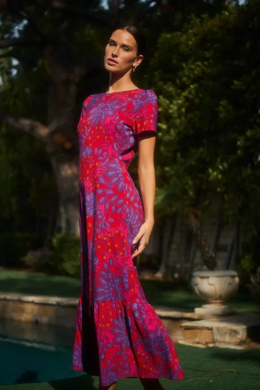 Darret Floral Orla Ruffle Maxi Dress sold by Sugarlips