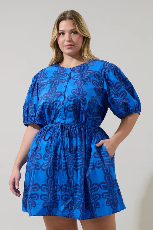Romery Abstract Alba Puff Sleeve Mini Dress Curve sold by Sugarlips