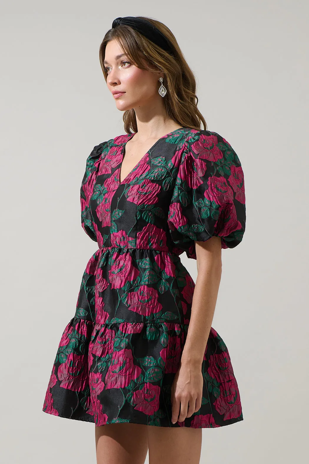 Noemie Jacquard May Tiered Mini Dress sold by Sugarlips product image thumbnail 4