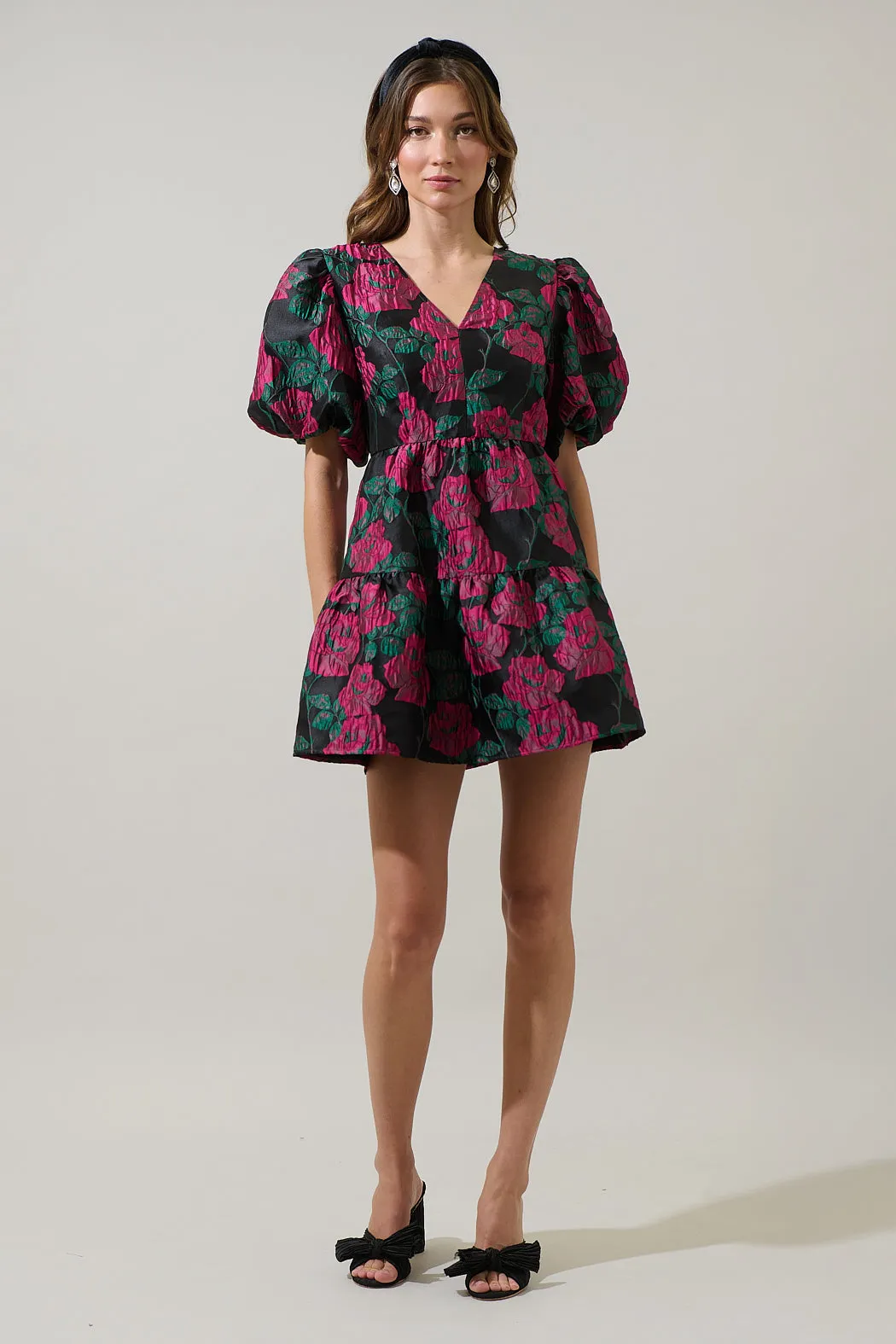 Noemie Jacquard May Tiered Mini Dress sold by Sugarlips product image thumbnail 5