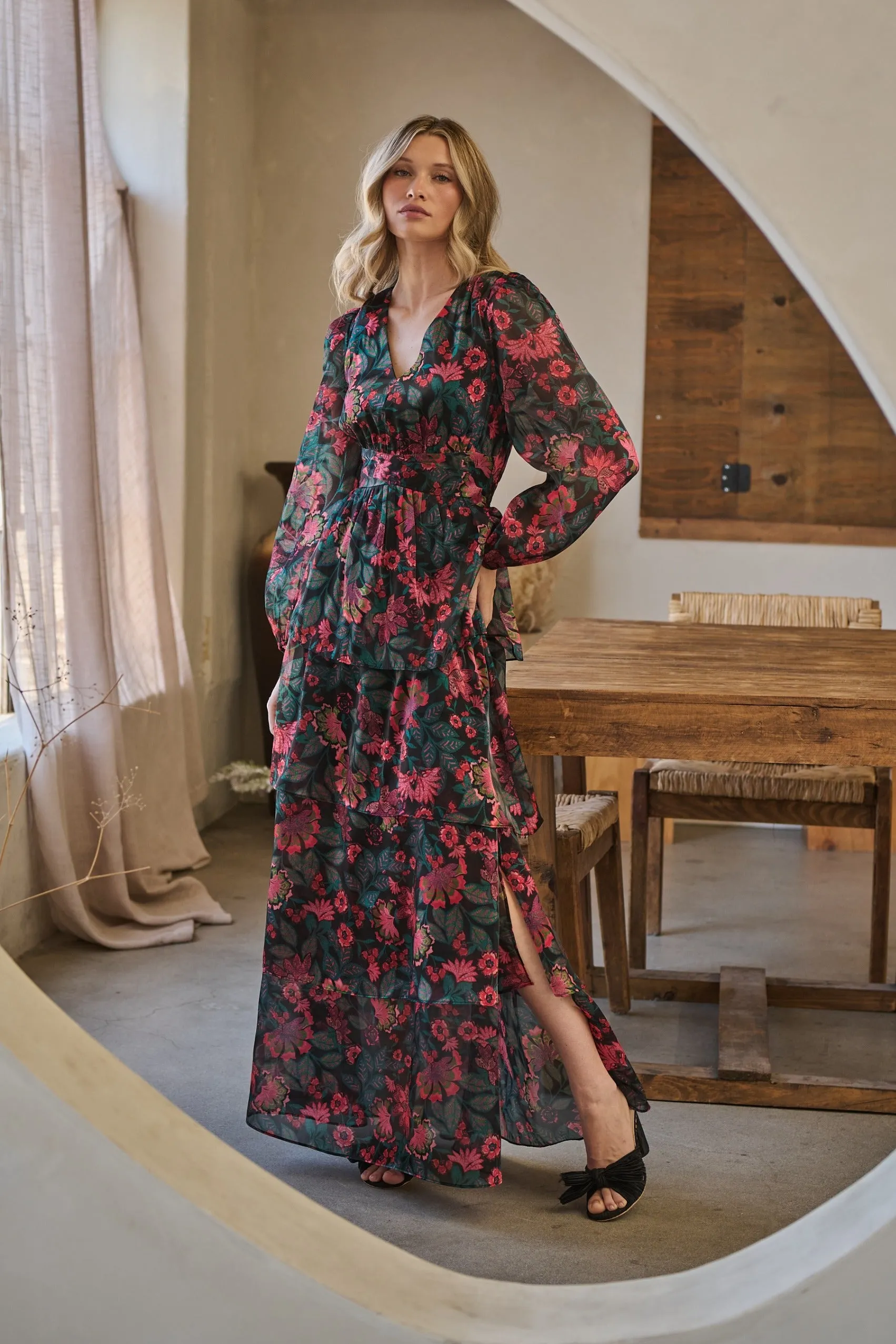 Briala Organza Sandy Pleated Maxi Dress sold by Sugarlips