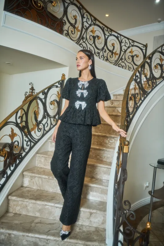 Arielle Jacquard Bern Wide Leg Pants sold by Sugarlips