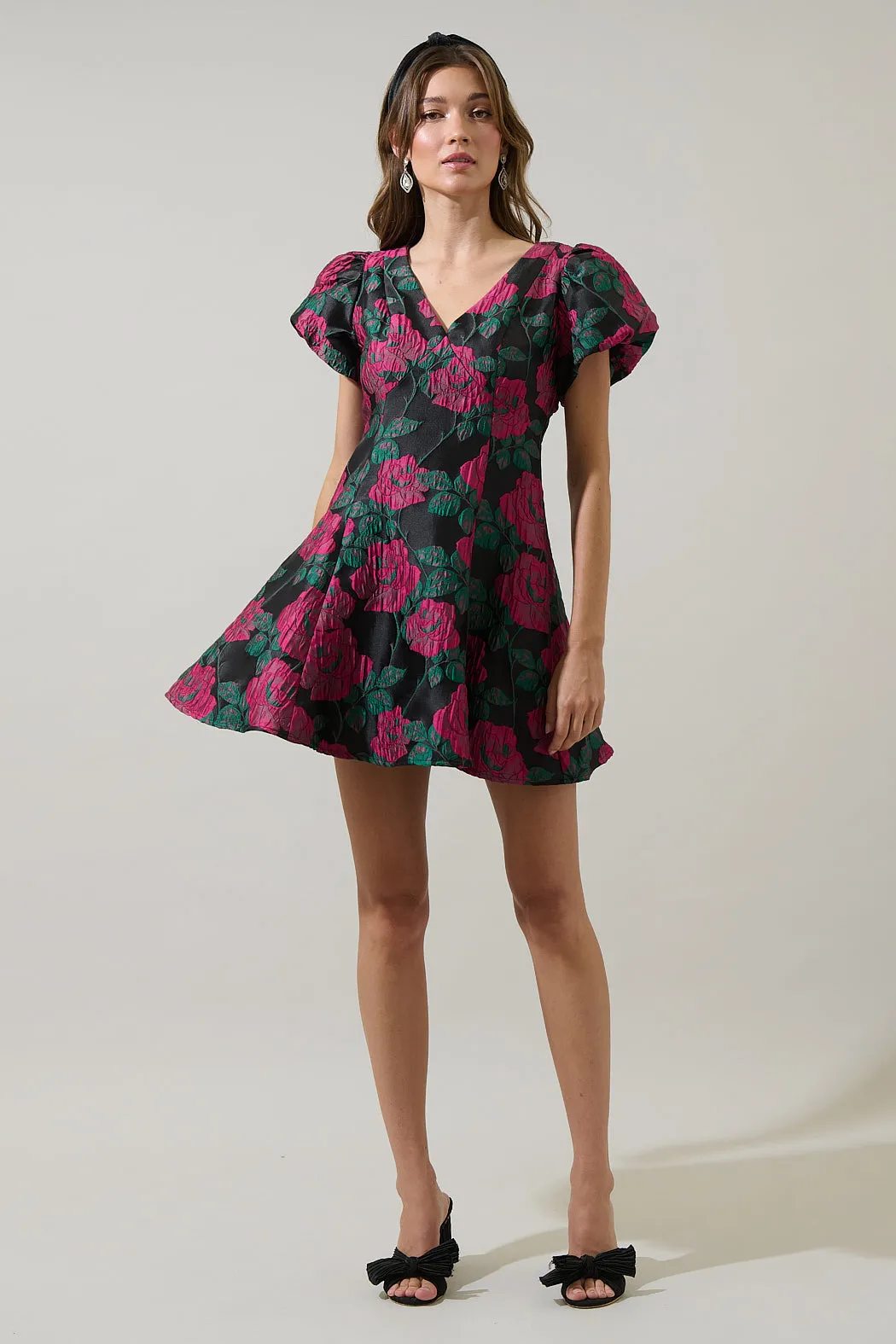 Noemie Jacquard Lara Flare Mini Dress sold by Sugarlips product image thumbnail 4
