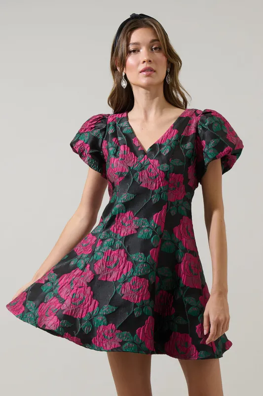 Noemie Jacquard Lara Flare Mini Dress sold by Sugarlips