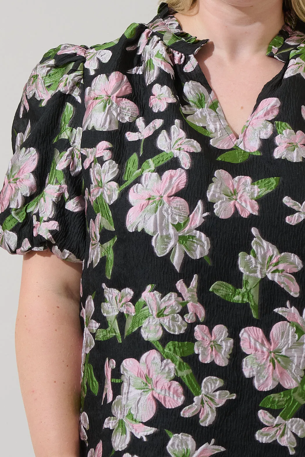 Elsinore Floral Jacquard Split Neck Top Curve sold by Sugarlips product image thumbnail 5