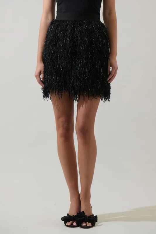 Himari Metallic Fringe Mini Skirt sold by Sugarlips