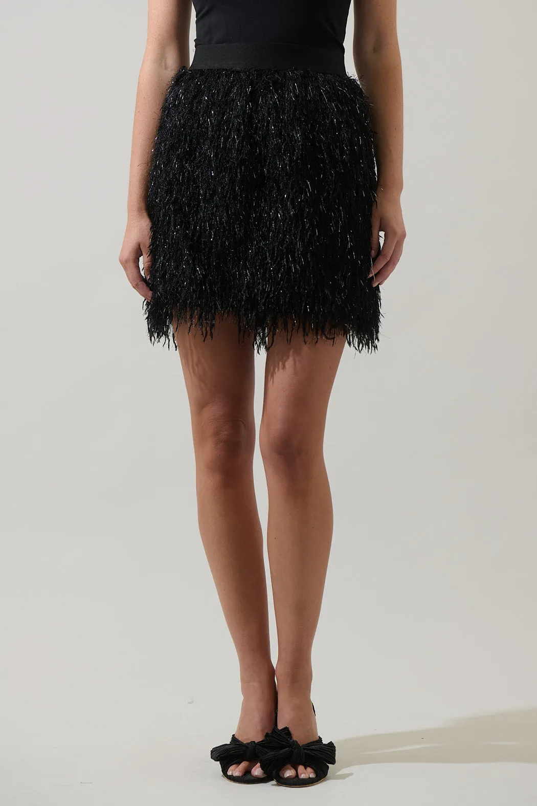 Himari Metallic Fringe Mini Skirt sold by Sugarlips