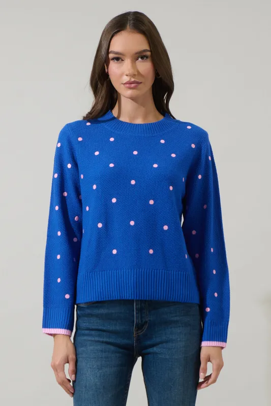 Luxie Polka Dot Contrast Sweater sold by Sugarlips