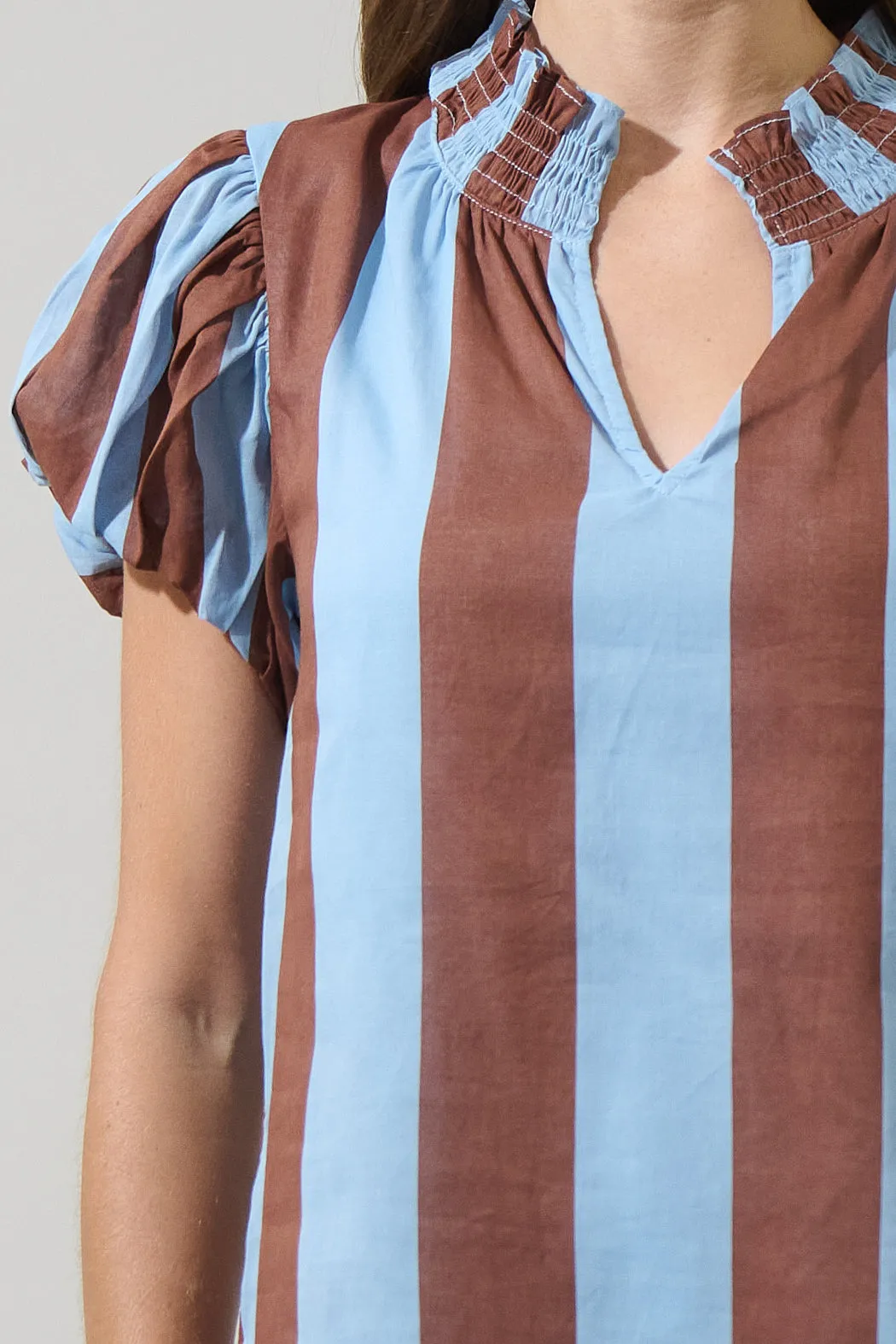 Evabelle Stripe Poly Smocked Top sold by Sugarlips product image thumbnail 5