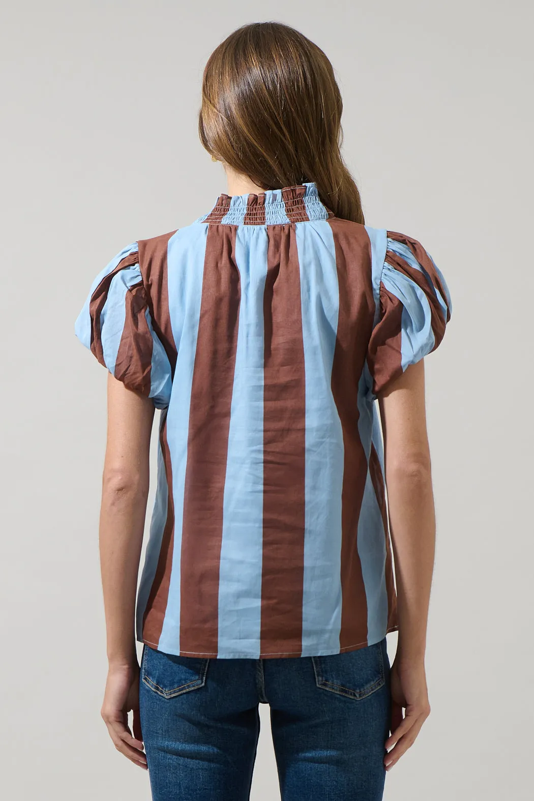 Evabelle Stripe Poly Smocked Top sold by Sugarlips product image thumbnail 2