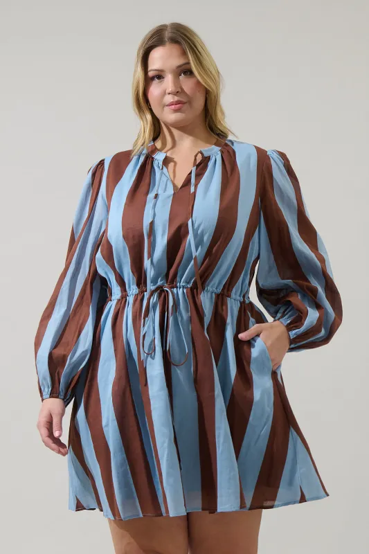 Evabelle Stripe Viany Shift Mini Dress Curve sold by Sugarlips