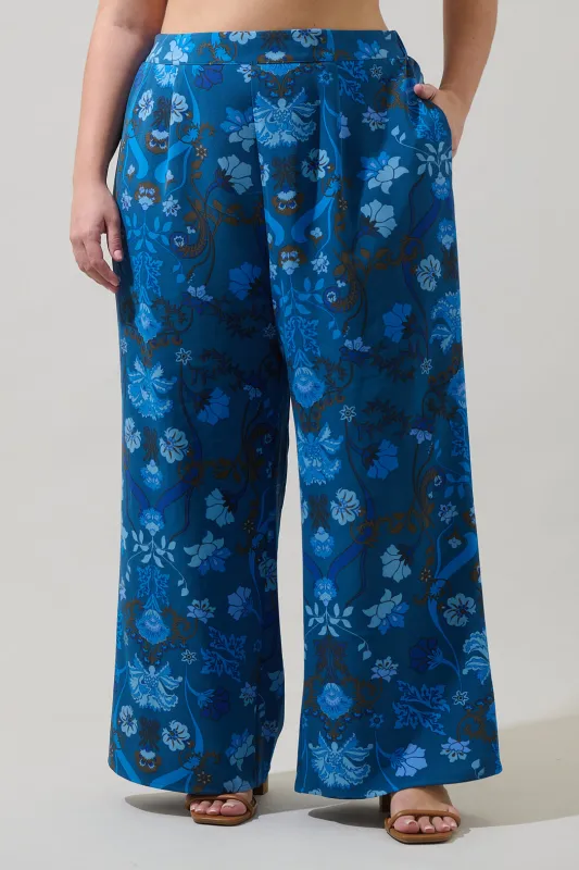 Palmate Floral Pluma Wide Leg Pants Curve sold by Sugarlips