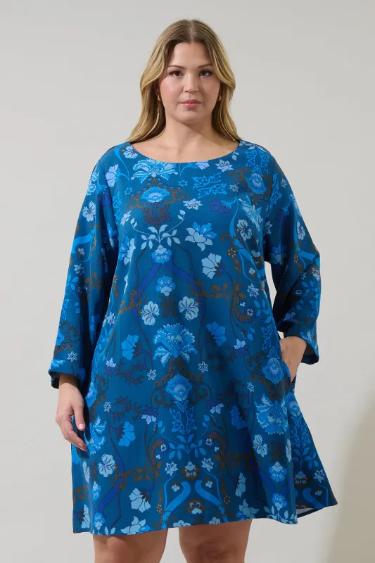 Palmate Floral Lonna Shift Mini Dress Curve sold by Sugarlips