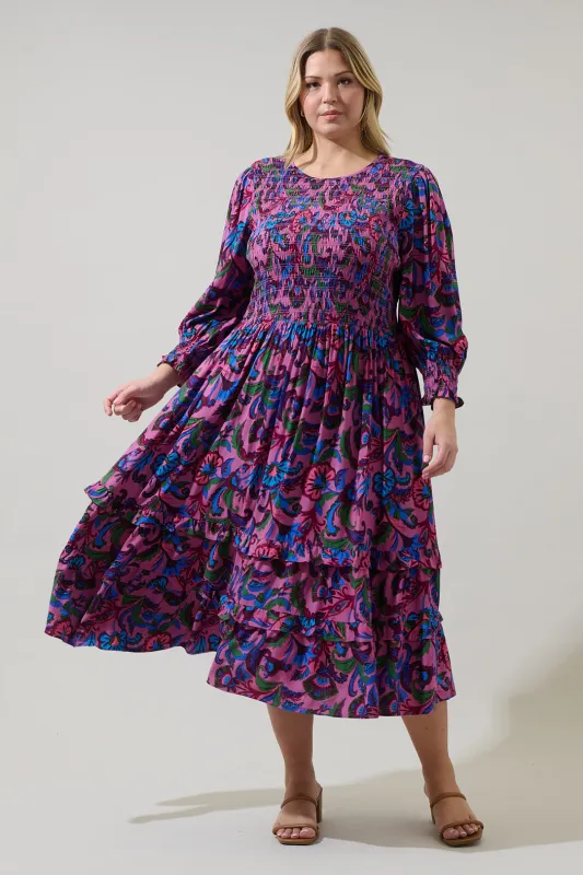 Valier Floral Ludlow Smocked Midi Dress Curve sold by Sugarlips