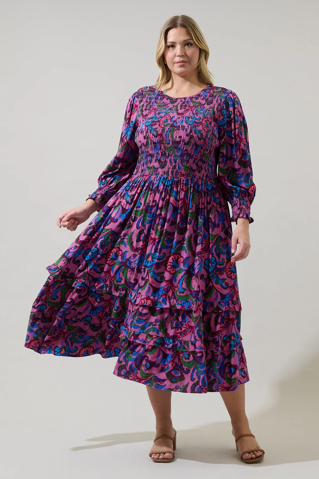 Valier Floral Ludlow Smocked Midi Dress Curve sold by Sugarlips