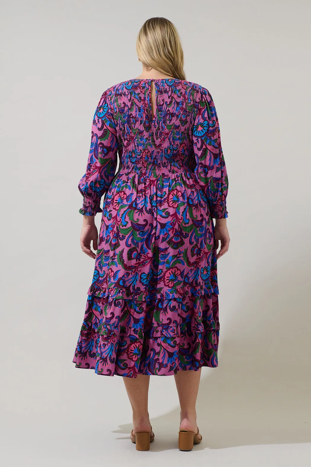 Valier Floral Ludlow Smocked Midi Dress Curve sold by Sugarlips product image thumbnail 2