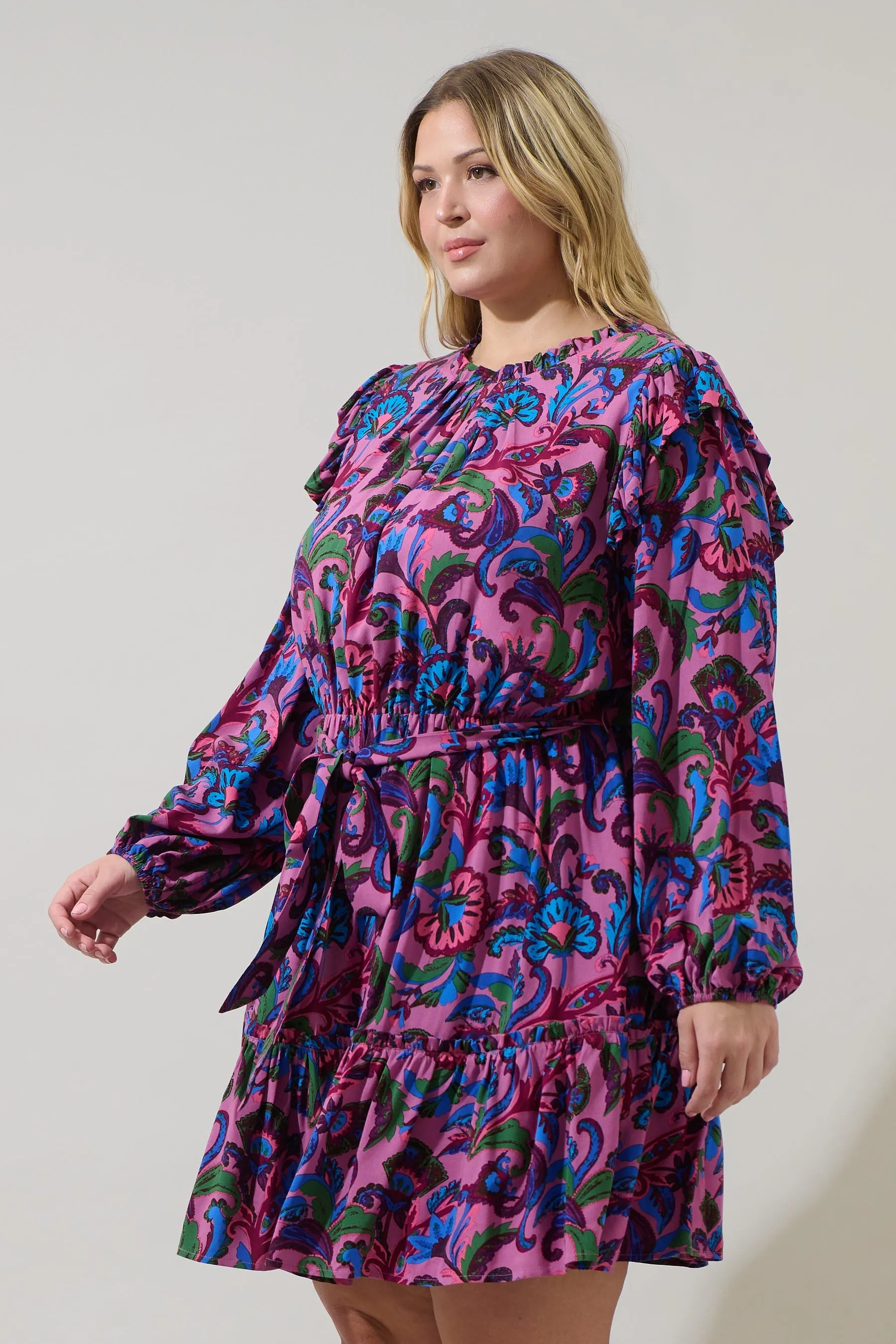 Valier Floral Balloon Sleeve Blouson Dress Curve sold by Sugarlips product image thumbnail 3
