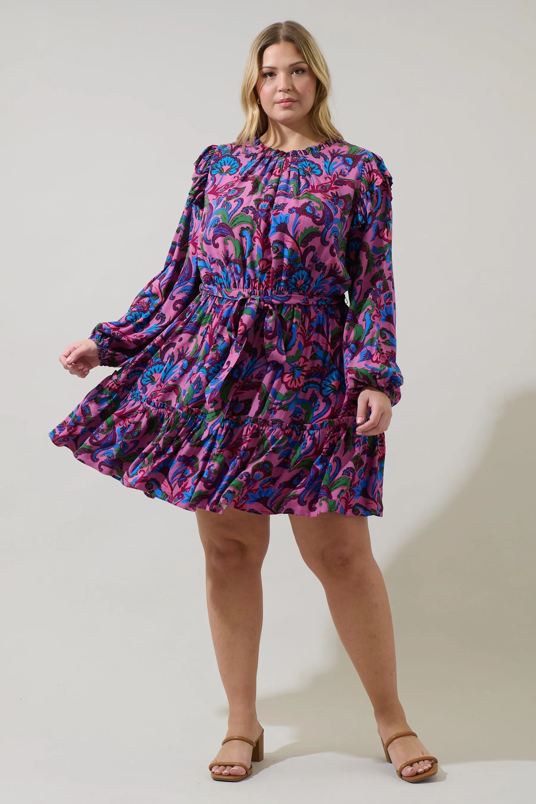 Valier Floral Balloon Sleeve Blouson Dress Curve sold by Sugarlips product image thumbnail 4