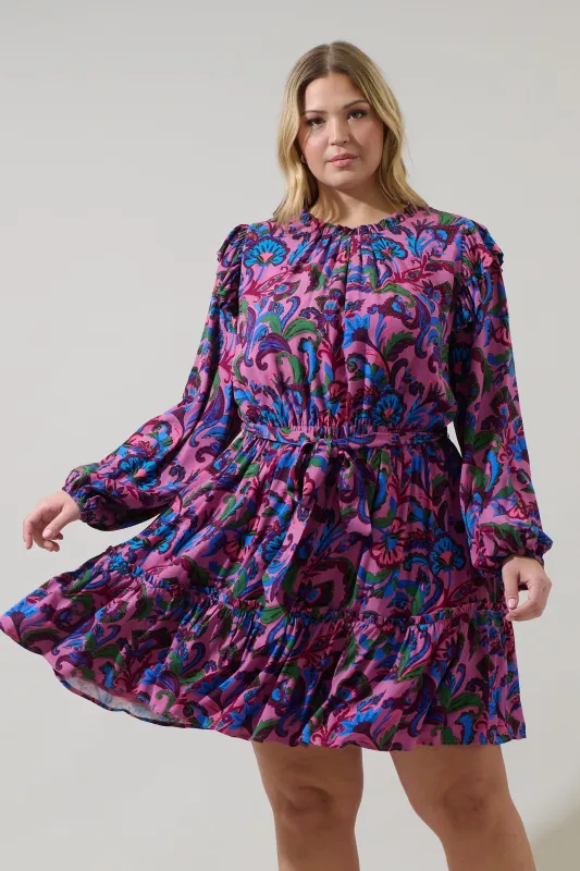 Valier Floral Balloon Sleeve Blouson Dress Curve made by Sugarlips
