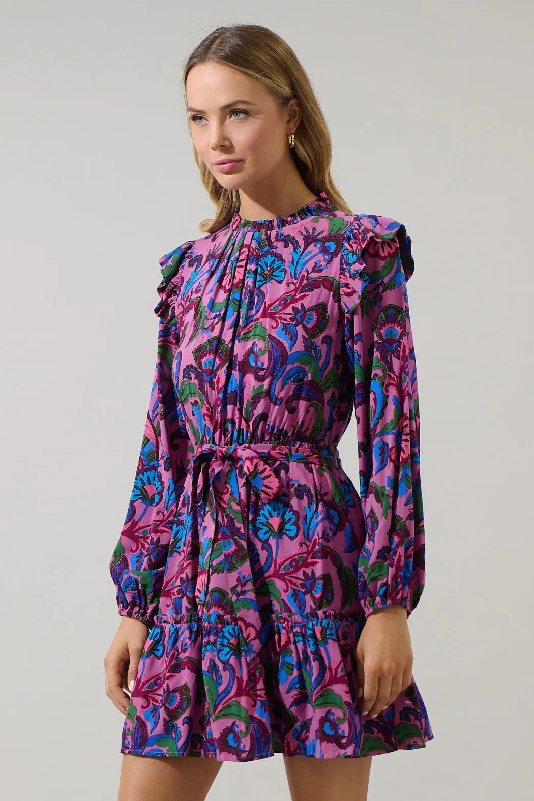Valier Floral Balloon Sleeve Blouson Dress sold by Sugarlips product image thumbnail 3