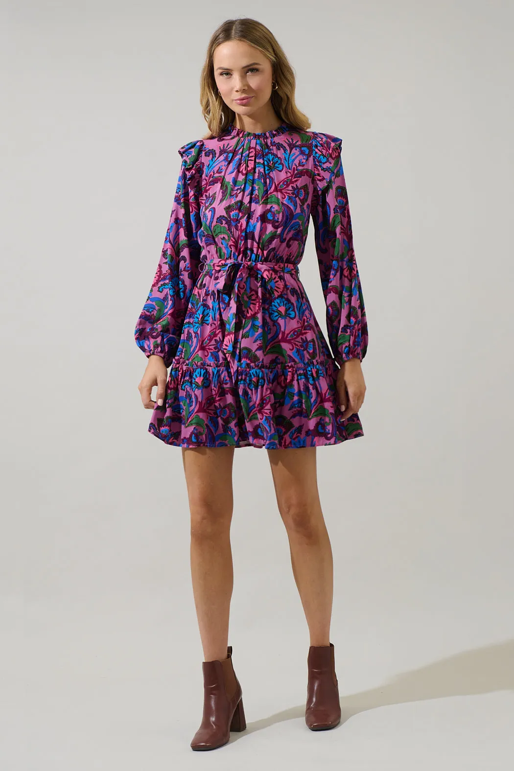 Valier Floral Balloon Sleeve Blouson Dress sold by Sugarlips product image thumbnail 4