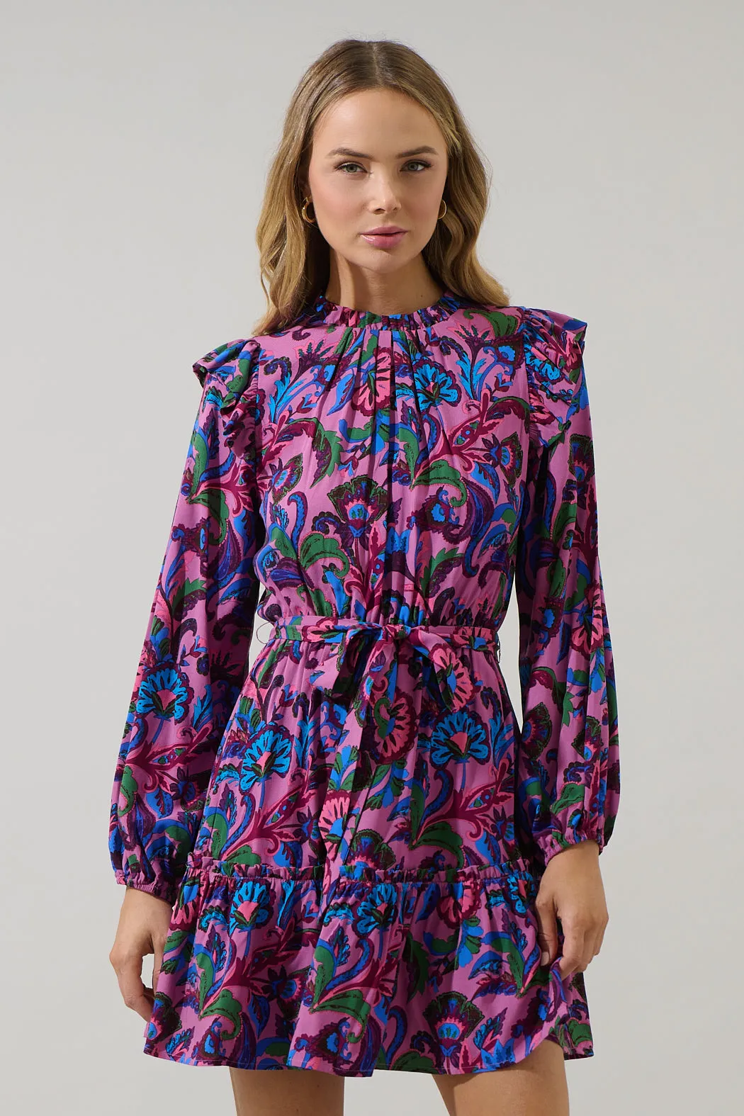 Valier Floral Balloon Sleeve Blouson Dress sold by Sugarlips