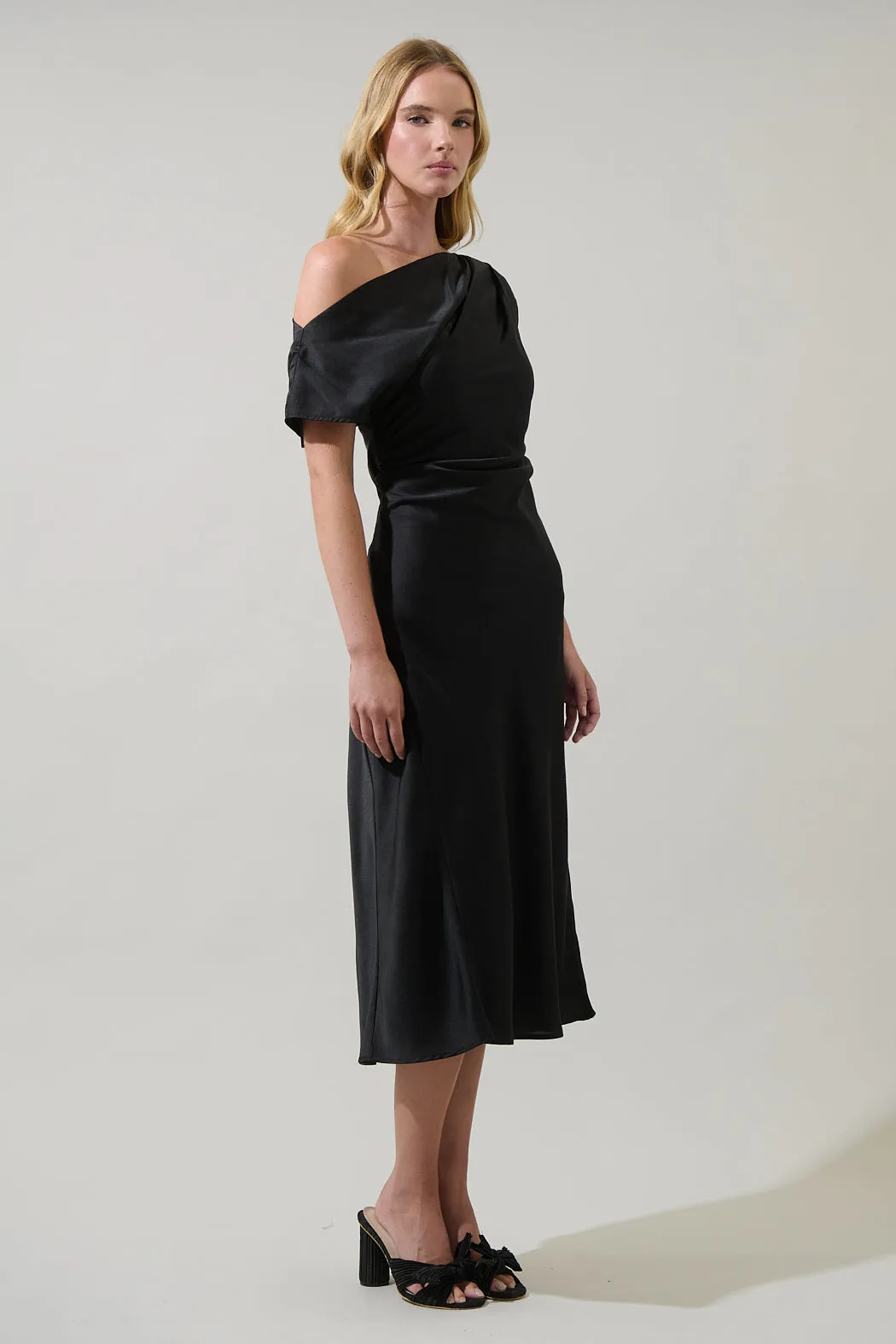 Rizzo Satin Off The Shoulder Midi Dress sold by Sugarlips product image thumbnail 3
