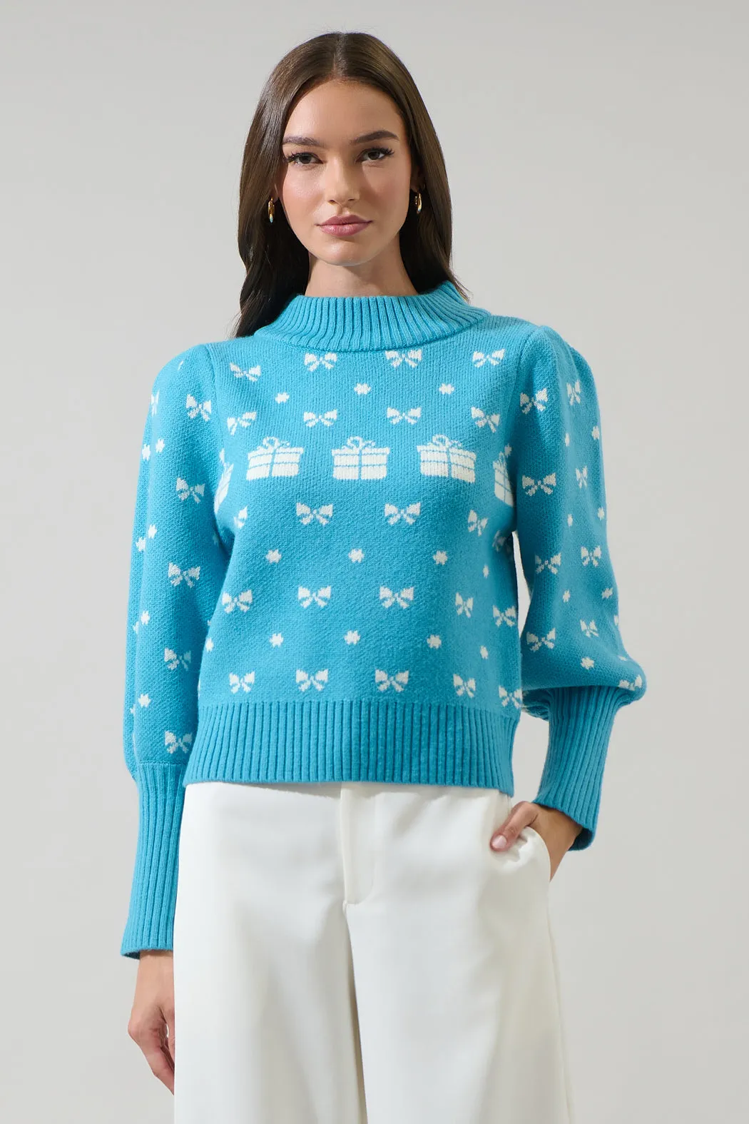 Agnes Bow Mock Neck Sweater sold by Sugarlips product image thumbnail 2