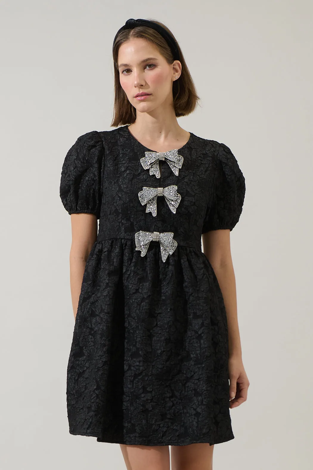 Arian Jacquard Glow Bow Mini Dress sold by Sugarlips product image thumbnail 2