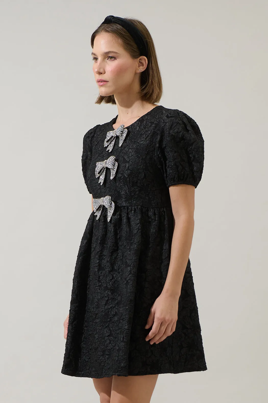 Arian Jacquard Glow Bow Mini Dress sold by Sugarlips product image thumbnail 4