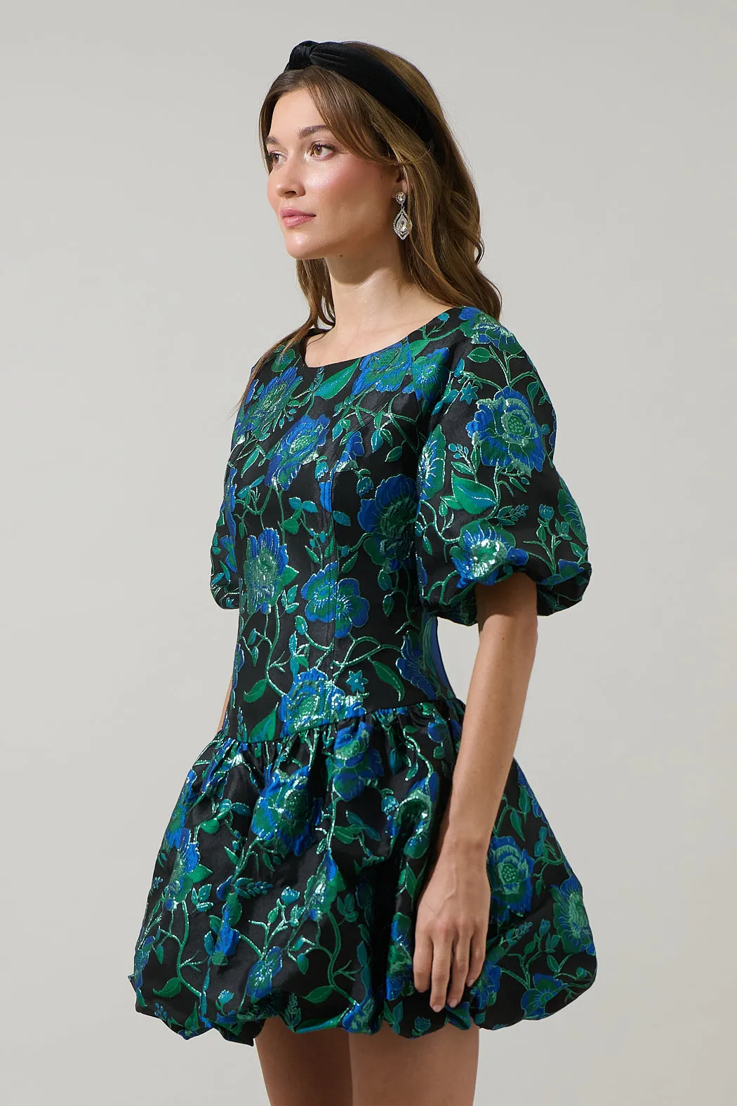 Trixy Jacquard Elisah Floral Bubble Mini Dress sold by Sugarlips product image thumbnail 3
