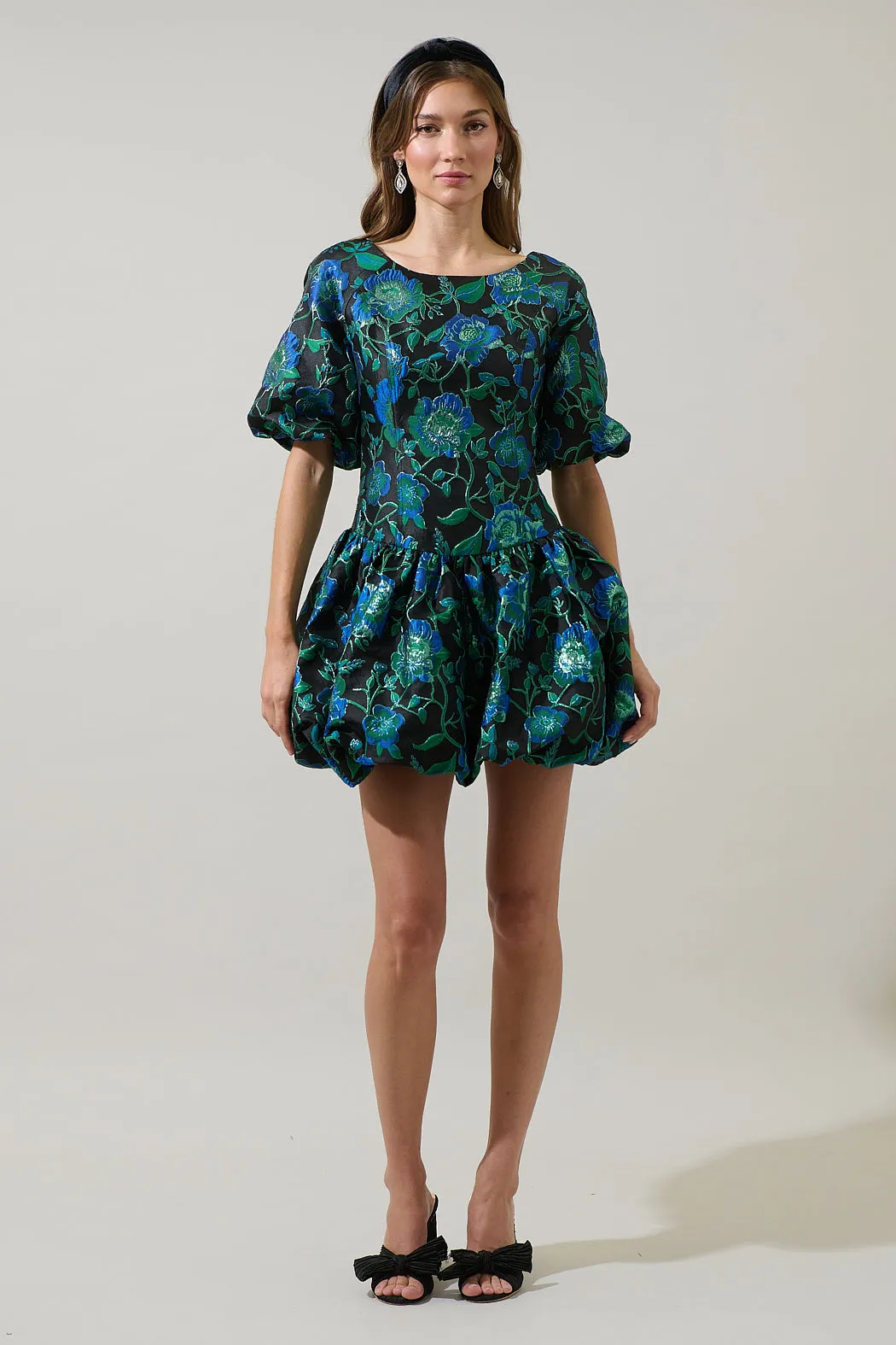 Trixy Jacquard Elisah Floral Bubble Mini Dress sold by Sugarlips product image thumbnail 4