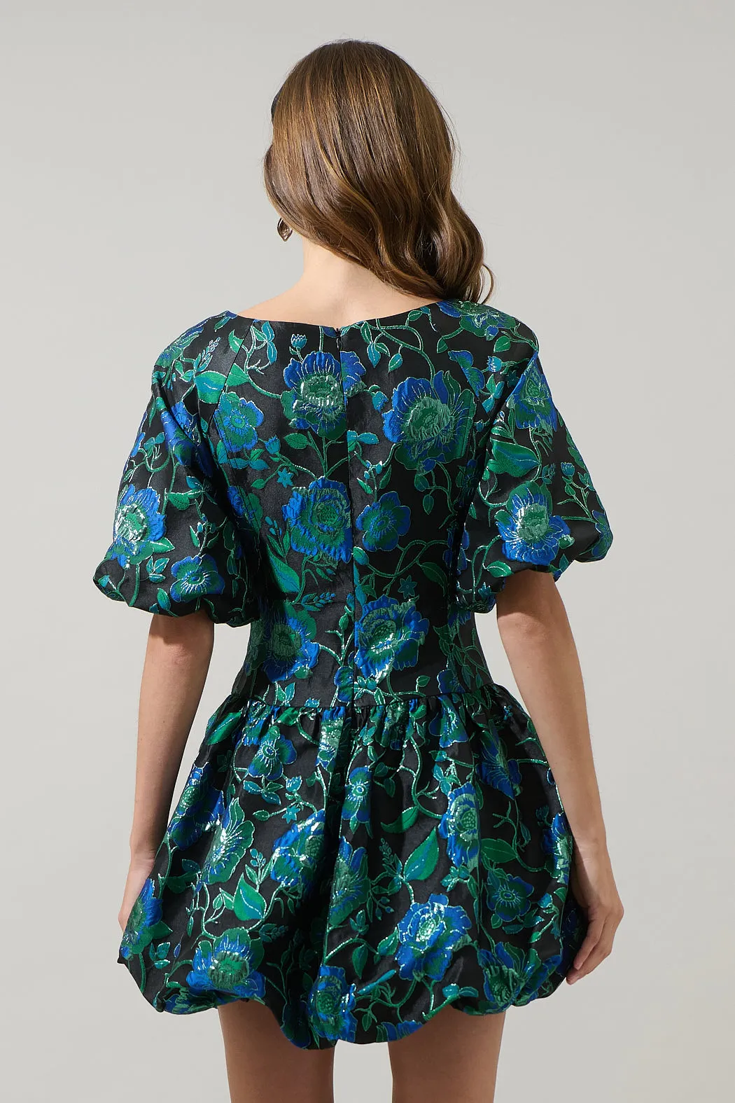 Trixy Jacquard Elisah Floral Bubble Mini Dress sold by Sugarlips product image thumbnail 2